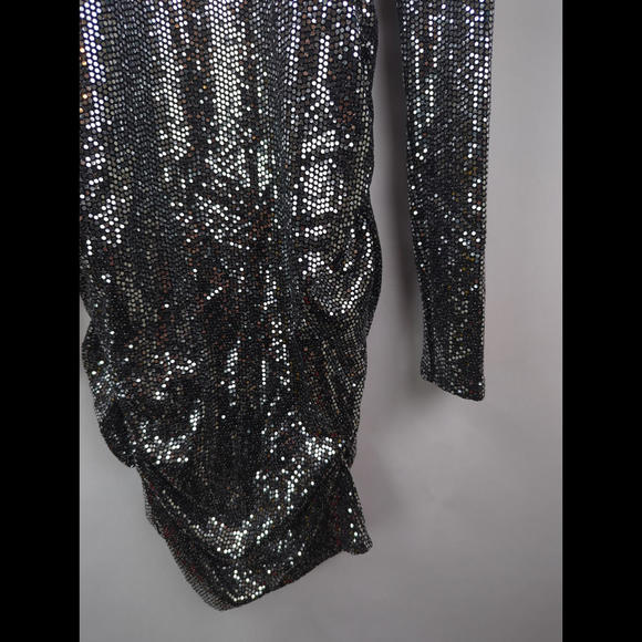 [SOLD] NWT $425 L'AGENCE Women's Sz US 4 S SUNNY Glitter Dress Metallic Silver - Picture 8 of 12